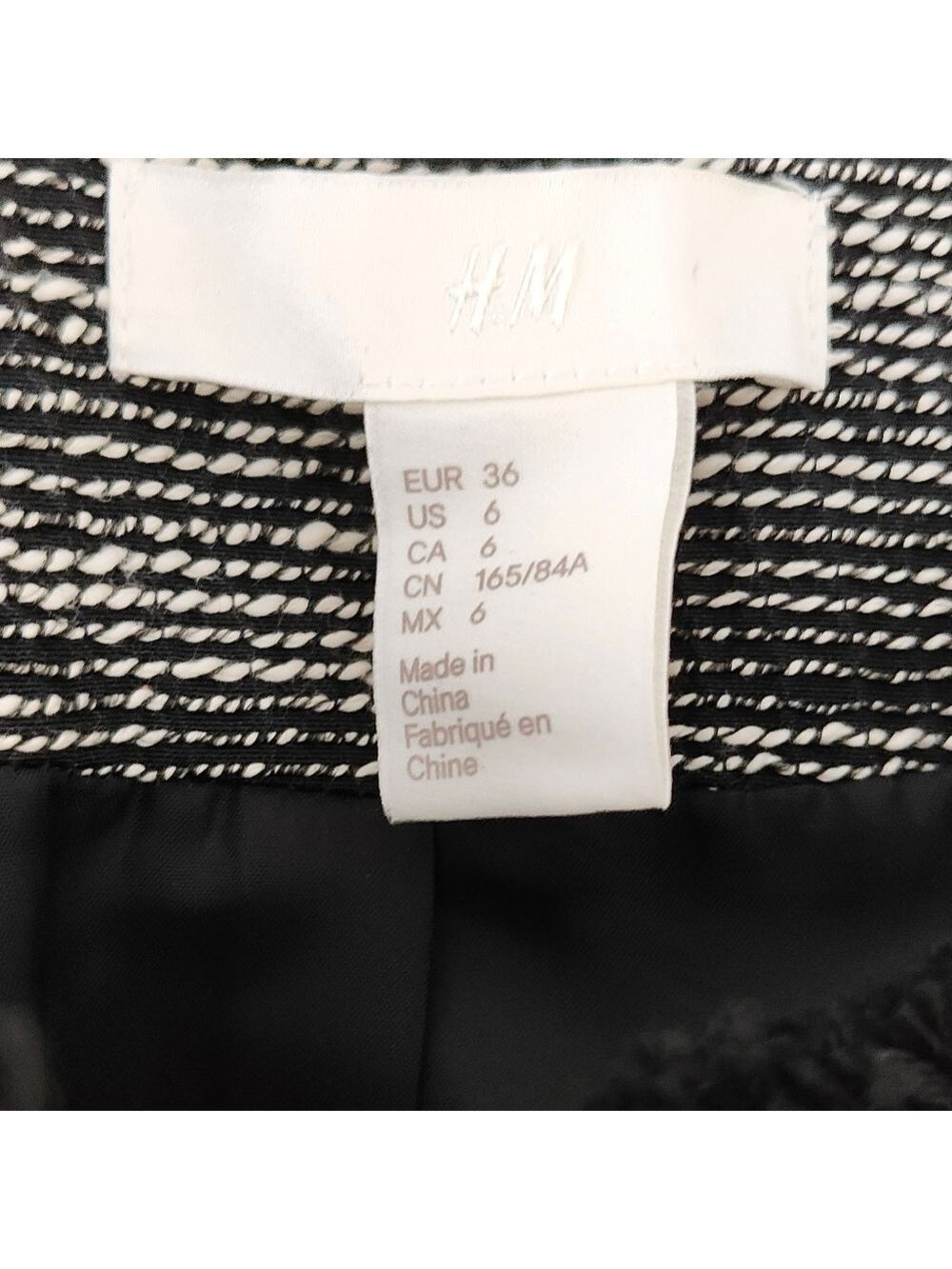 H&M Women's Tweed Jacket Black & Grey Size 6 - Picture 5 of 8